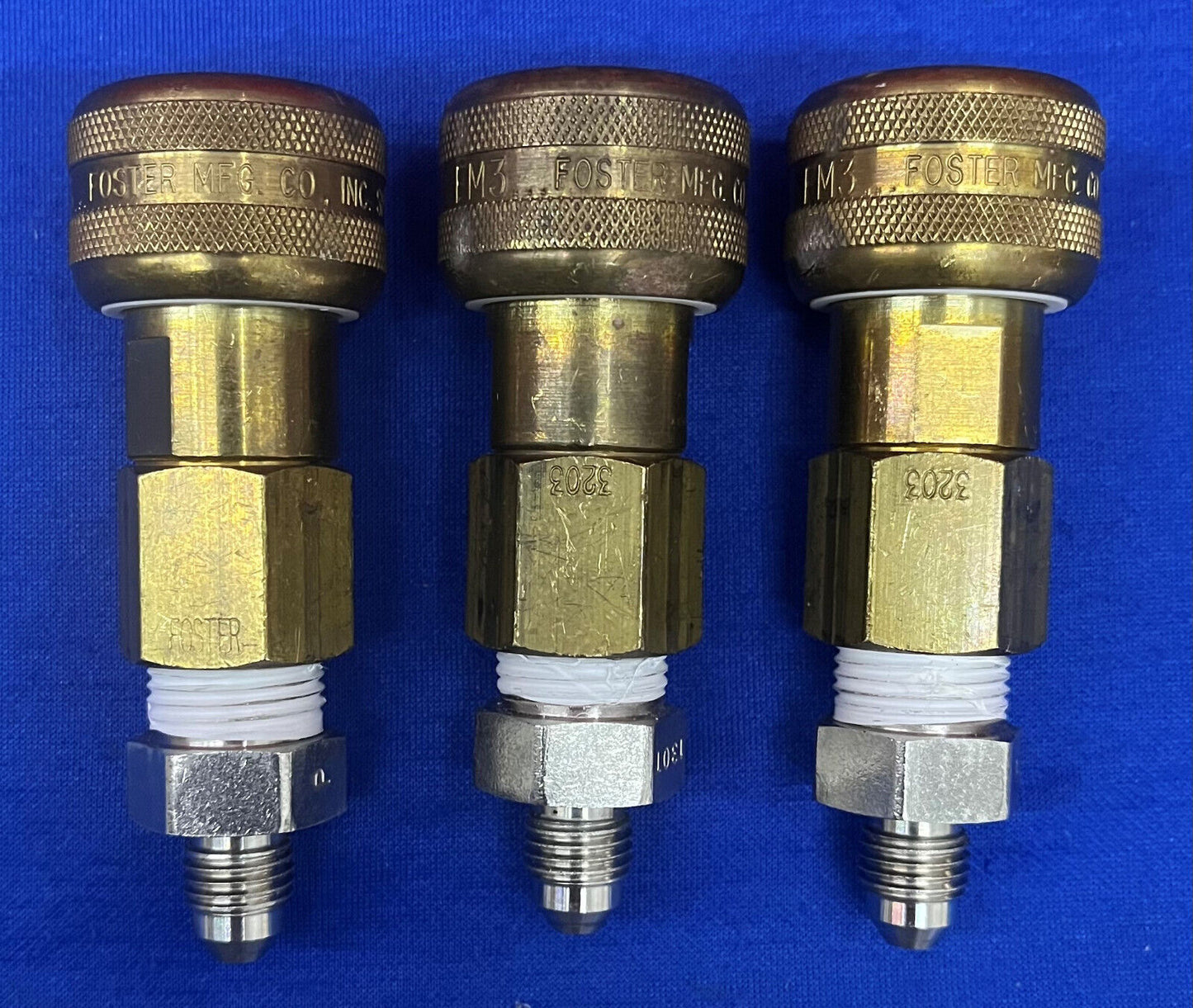 Lot of 3 Foster FM3 Pneumatic Quick Disconnect Socket Coupling 1/4”FM3203 Brass