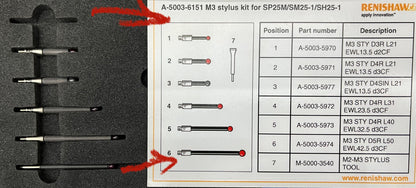 KIT DE LÁPIZ RENISHAW A-5003-615 M3 PARA SM25-1 (FALTAN 2 LÁPIZ)