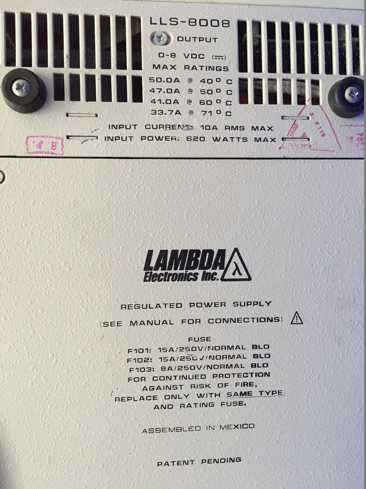 LAMBDA ELECTRONICS LLS8008 DIGITAL REGULATED POWER SUPPLY