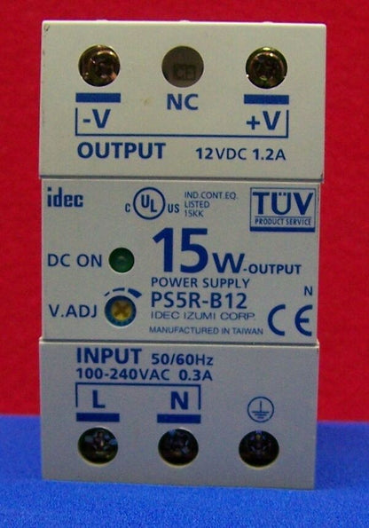 IDEC IZUMI PS5R-B12 POWER SUPPLY 15W-OUTPUT INPUT-50/60HZ 100-240VAC 0.3A