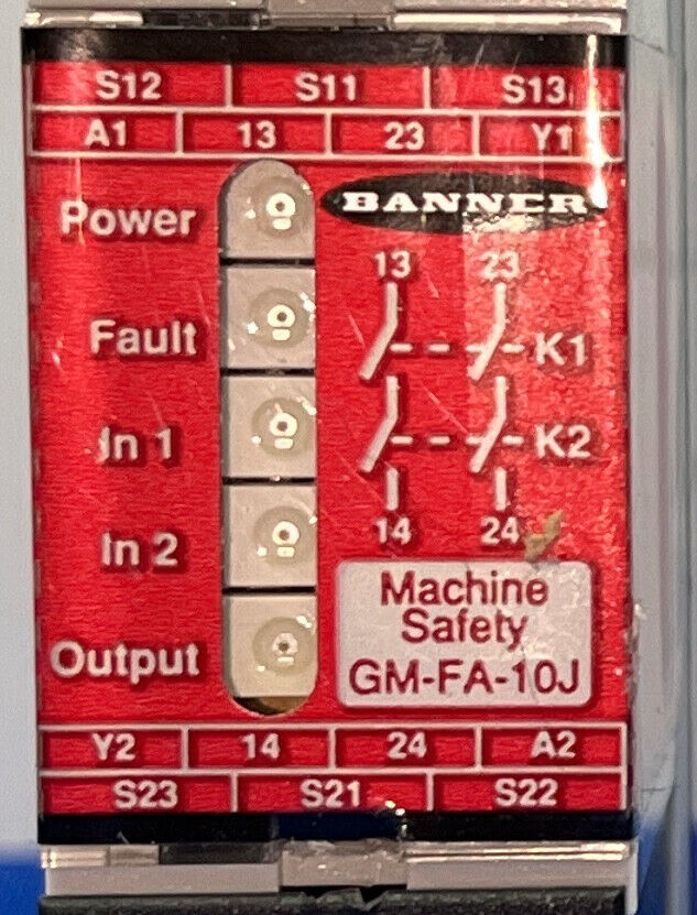 BANNER MACHINE SAFETY GM-FA-10J MODULE 24V AC/DC 250 VAC-6A