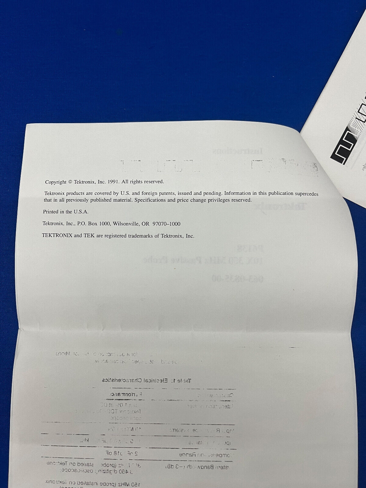 TEKTRONIX P6138 10X 350 MHz PASSIVE PROBE 063-0835-00 INSTRUCTION MANUAL