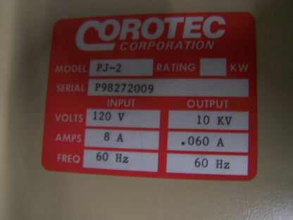 COROTEC CORP PJ2 PLASMA JET SURFACE TREATER  120-VOLTS  8-AMPS PARTS OR REPAIR