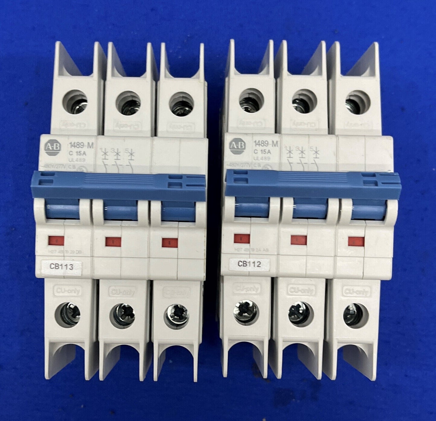 AB ALLEN BRADLEY MINIATURE CIRCUIT BREAKER 1489-M3C150 Ser D 3P 15A LOT OF 2