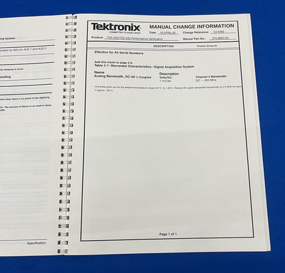 TEKTRONIX TDS 520 &amp; 540 DIGITALISIERUNGOSZILLOSKOPE 070-8603-00 LEISTUNGSHANDBUCH 