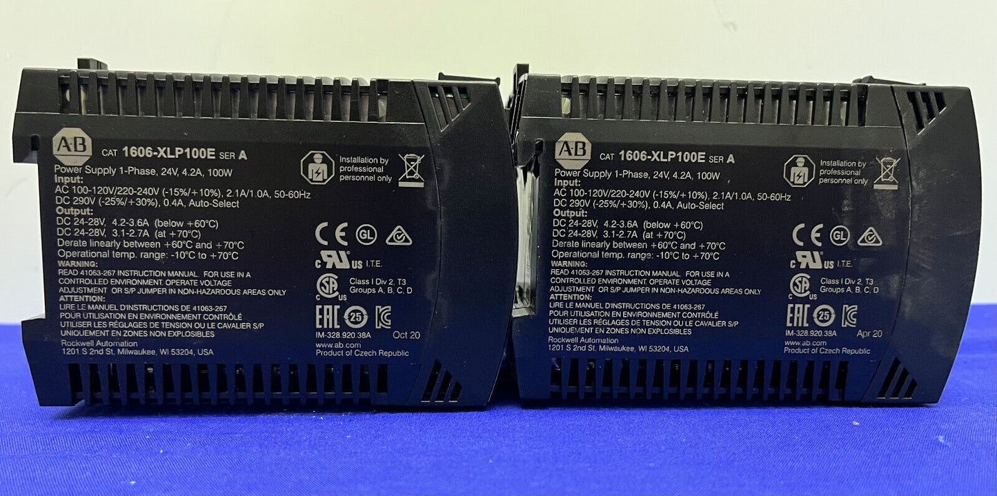 Allen Bradley AB 1606-XLP POWER SUPPLY 1606-XLP100E Ser.A  - 1 LOT QTY 2