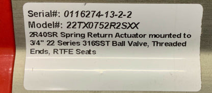 VÁLVULA DE BOLA NEUMÁTICA CON ACTUADOR DE RETORNO POR RESORTE TRIAC CONTROLS 22TX0752R2SXX