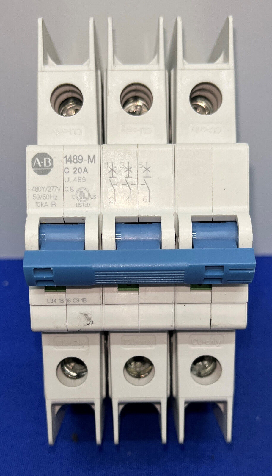 AB ALLEN BRADLEY MINIATURE CIRCUIT BREAKER 1489-M3C200 Ser D 3P