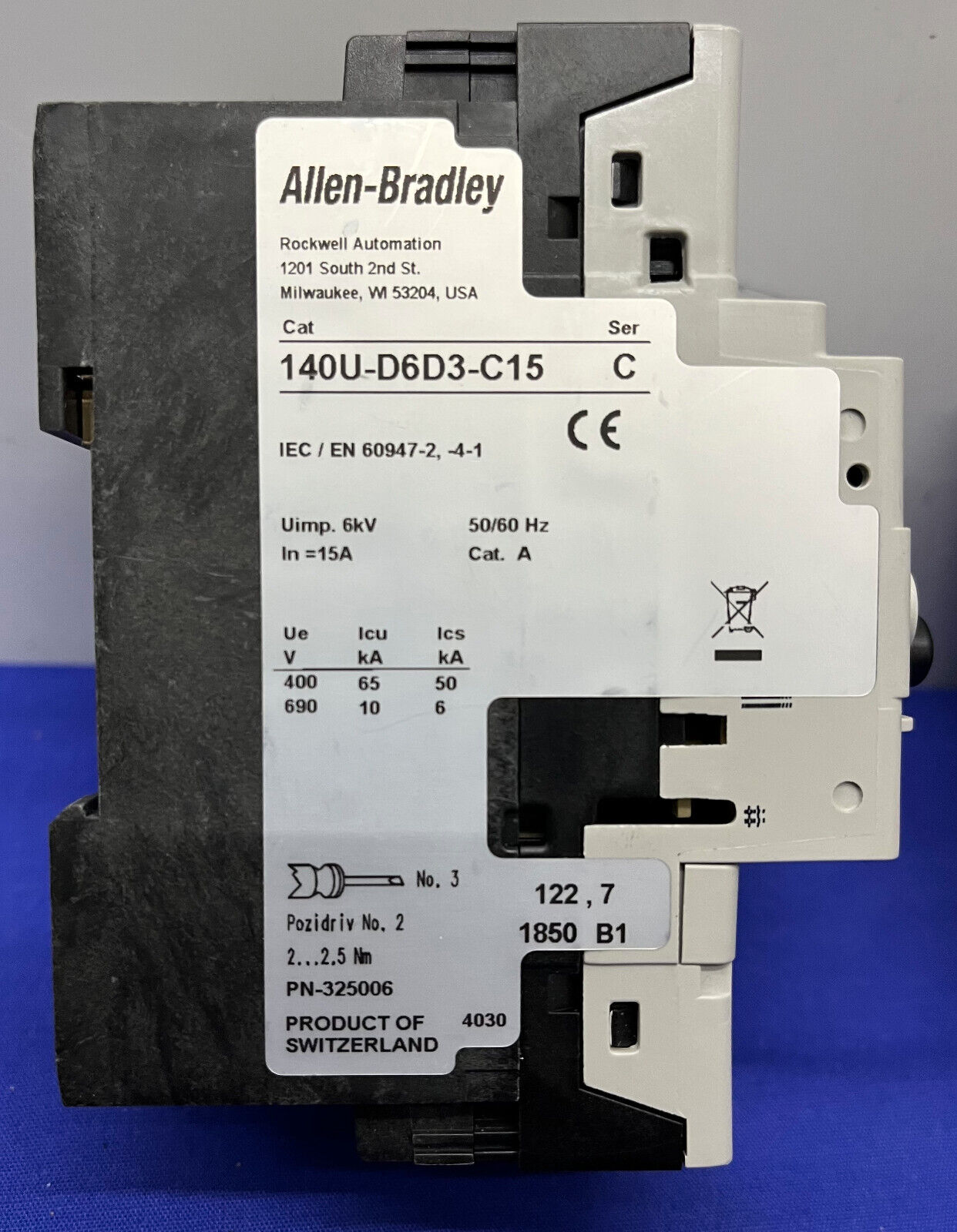 Allen Bradley AB CASE CIRCUIT BREAKER - 1 LOT 1 EACH - 140UD6D3C20 & 140UD6D3C15