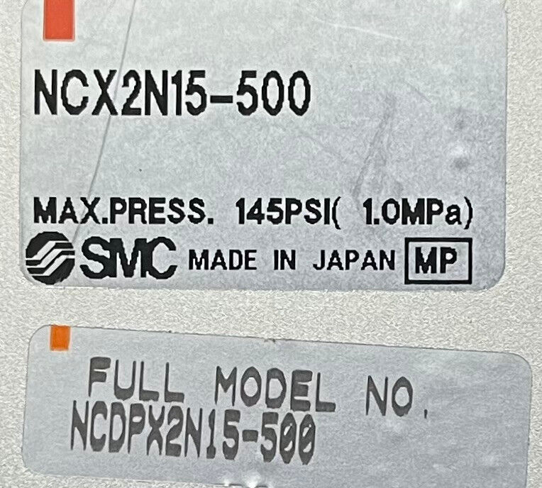 SMC NCX2N15-500 CYLINDER PNEUMATIC AIR SLIDE W/ QTY 2 D-F7P PROXIMITY SWITCHES