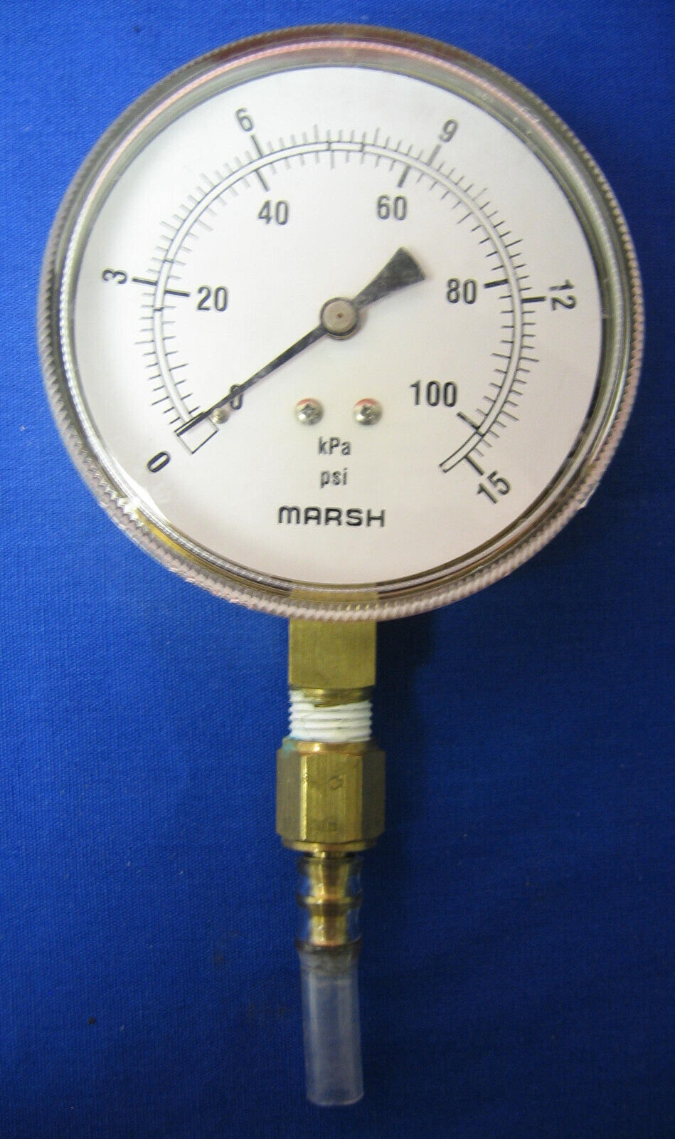 MARSH PRESSURE GUAGE  0-15 PSI 0-100 kPa  0 TO 15 PSI