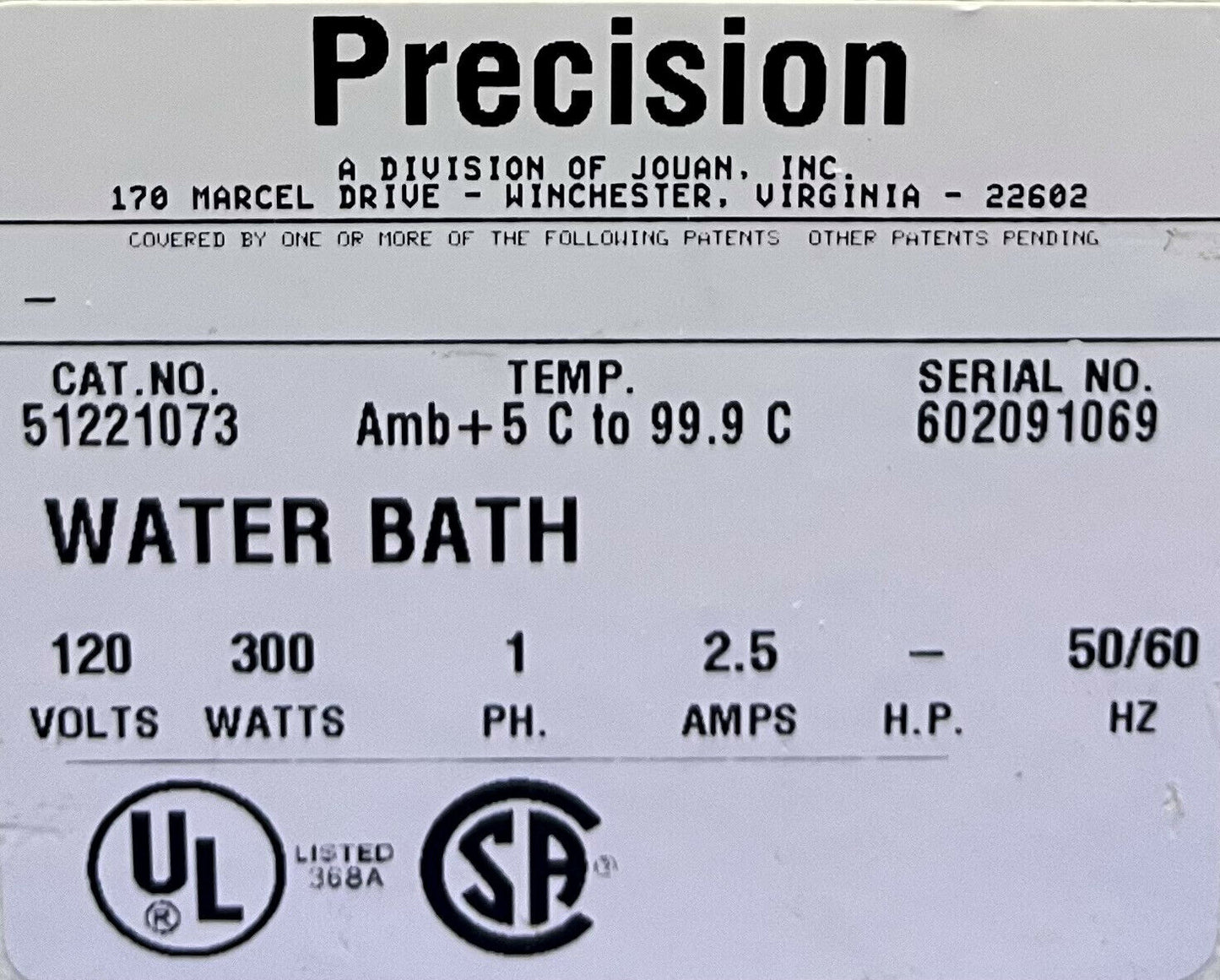 Precision 180 Series General Purpose Heated Water Bath 51221073