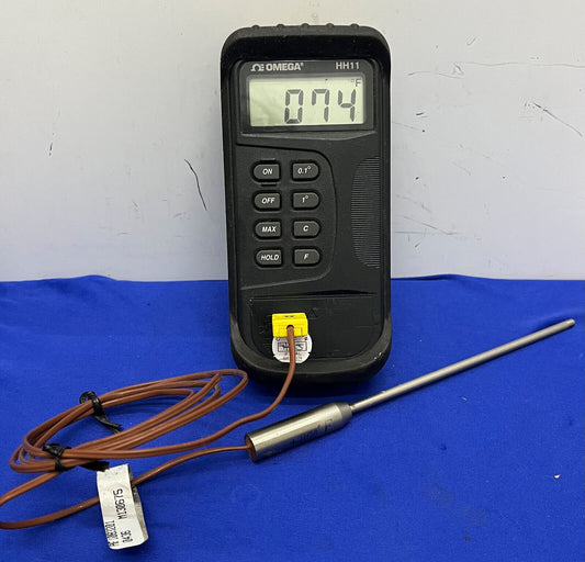 OMEGA HH11 THERMOMETER THERMOCOUPLE DIGITAL METER & PROBE AF-1083201