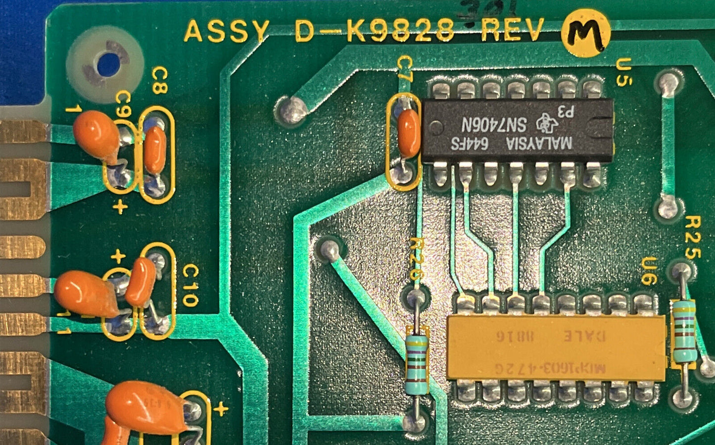 PLACA DE CONTROL DE VALVULA DE ALTA TENSIÓN VARIAN D-K9827 REV. D LADO DEL COMP. UL94V-0 D-9828 RevM