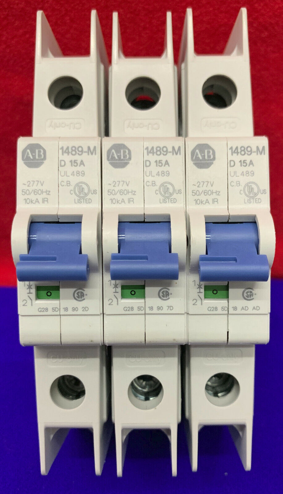 QTY 3 - Allen-Bradley 1489-M / 1489-M1D150 SER D CIRCUIT BREAKERS