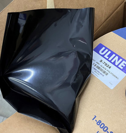 ULINE S-7924 BLACK POLY TUBING ROLL - 4 MIL, 8'' X 1500'