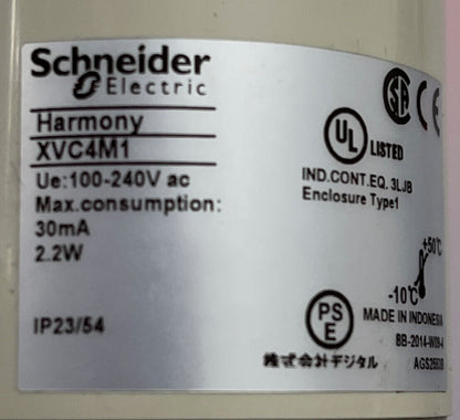 TORRE DE ILUMINACIÓN ROJA HARMONY DE SCHNEIDER ELECTRIC XVC4M1 DE 100-240 V CON INTERRUPTOR DE ENCENDIDO Y APAGADO