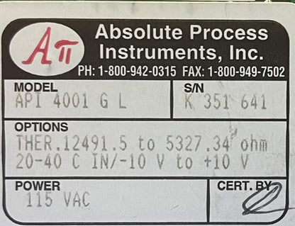 Rastreador de bucle de 8 pines con relé API 4001GL de Absolute Process Instruments