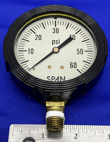 SPAN PRESSURE GAUGE GAGE 02-0010-T 0 TO 60 PSI 0-60 PSI