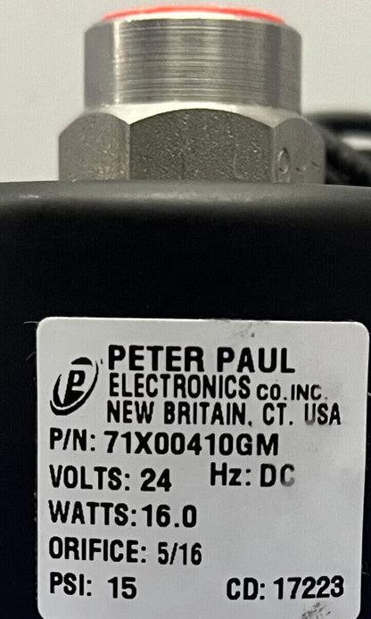 PETER PAUL PETERPAUL SERIES 70 71 2-WAY VALVE 71X00410GM 24V PSI 15 ORIFICE 5/16