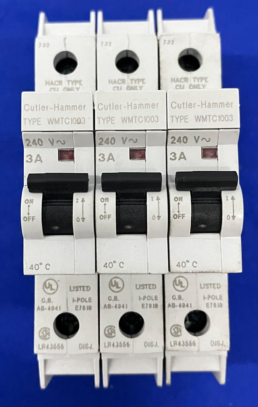 CUTLER-HAMMER WMTC1003 CIRCUIT BREAKER 3 AMP - 1 LOT QTY 3