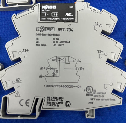 MÓDULO DE RELÉ DE ESTADO SÓLIDO WAGO 857-704 CON RELÉ DE ESTADO SÓLIDO 857-164 - CANTIDAD DE 10