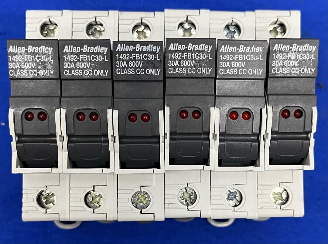 ALLEN BRADLEY 1492-FB1C30-L FUSE HOLDER 30A 600V 1 POLE SER B CLASS CC LOT OF 6