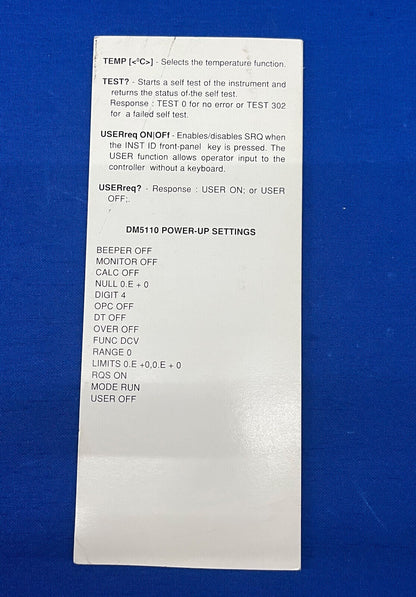 TEKTRONIX DM 5110 PROGRAMMABLE DIGITAL MULTIMETER REFERENCE GUIDE 070-7559-00