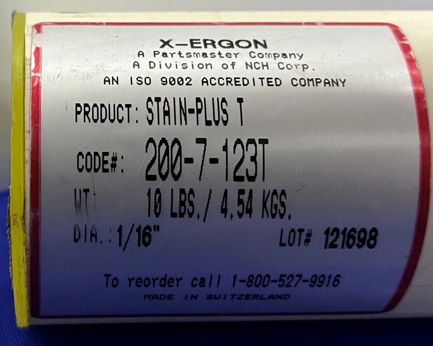 X-ERGON STAIN-PLUS T XER 123T 200-7-123T SS TIG-LEGIERUNG 36" X 1/16" - MENGE 311 STANGEN 