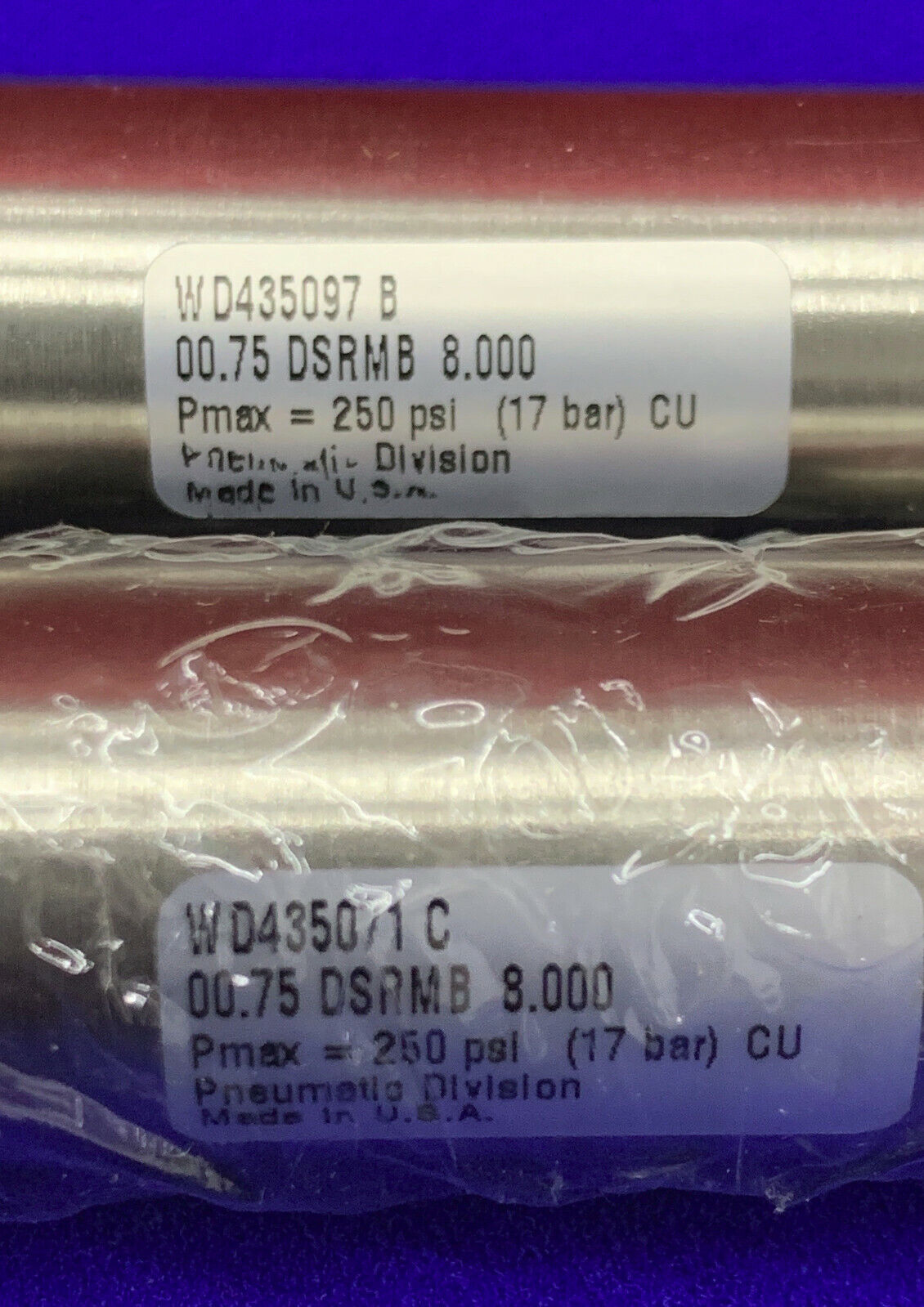 PARKER 00.75 DSRMB 8.000 / 00.75DSRM8.000 DIÁMETRO DEL CILINDRO DE AIRE CANTIDAD 2 - 1 NUEVO/1 USADO