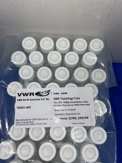 VWR, CENTRIFUGE TUBE, 15mL, 500PCS