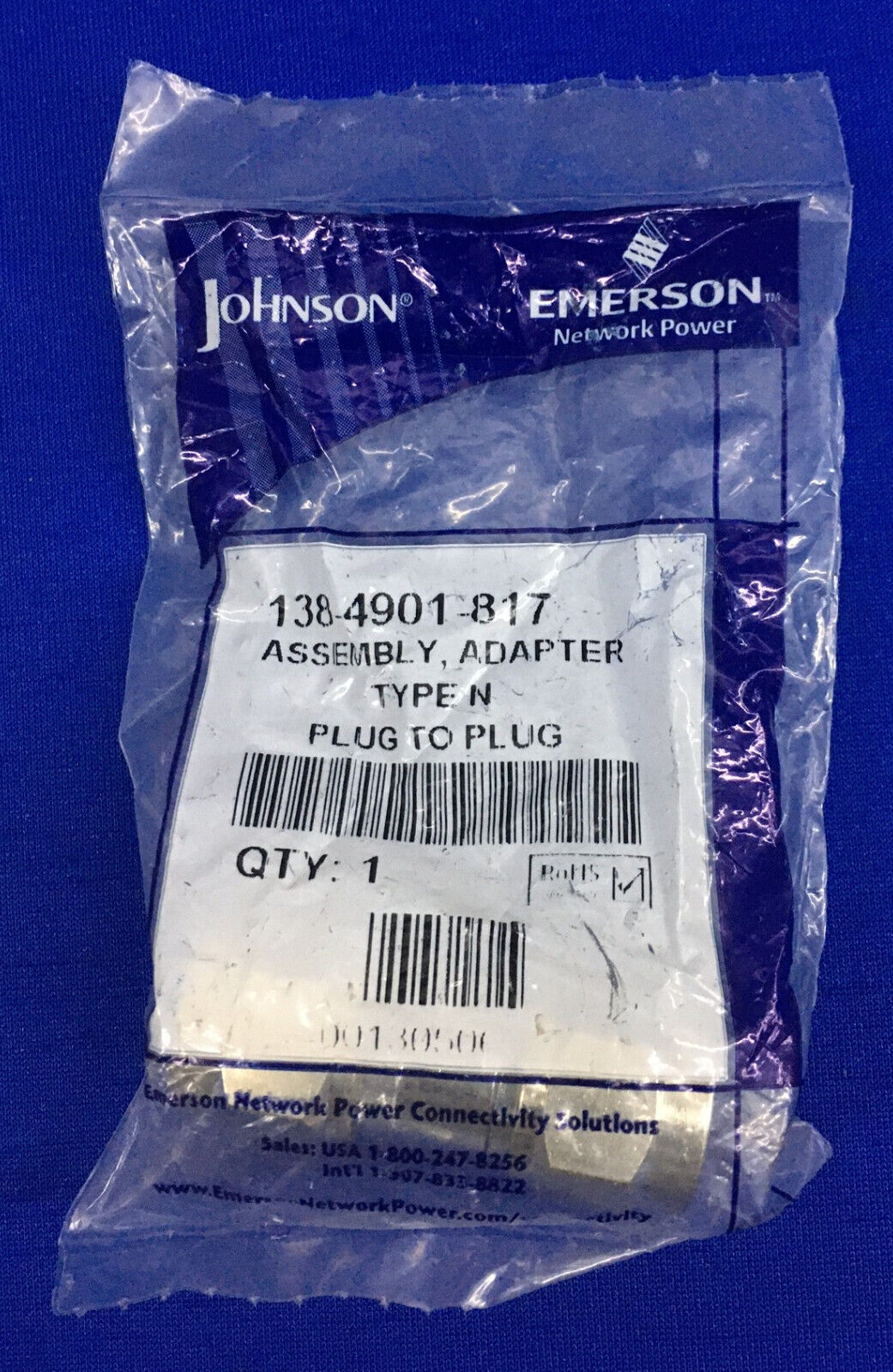 JOHNSON 138-4901-817 ASSEMBLY ADAPTER TYPE N PLUG TO PLUG