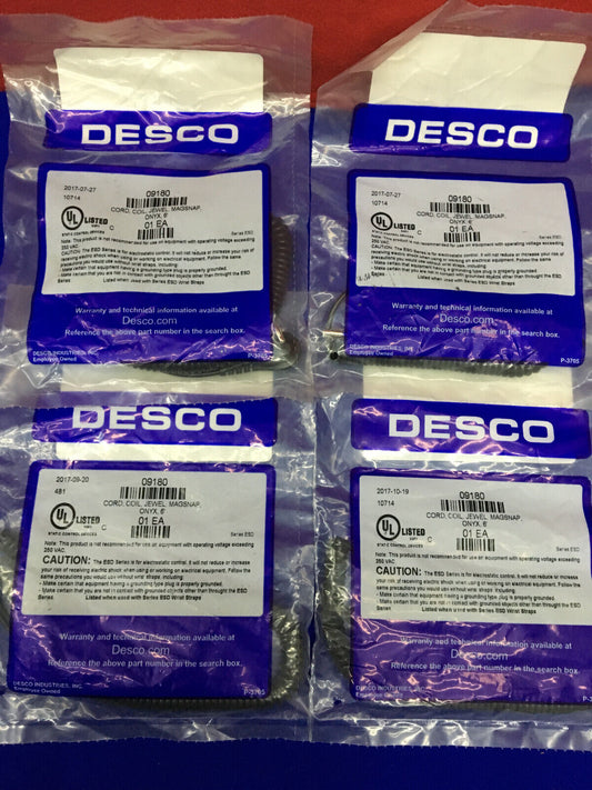 DESCO 09180 CORD,COIL,JEWEL,MAGSNAP,OYNX, 6" - 1 LOT QTY 4