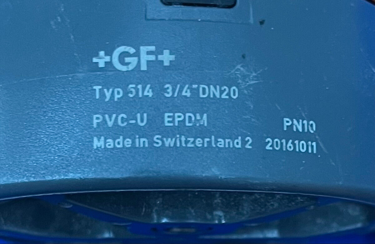 GF GEORG FISCHER TYPE 514 DIAPHRAGM VALVE PN10 3/4” PVC-U DN20 EPDM  1 LOT QTY 2