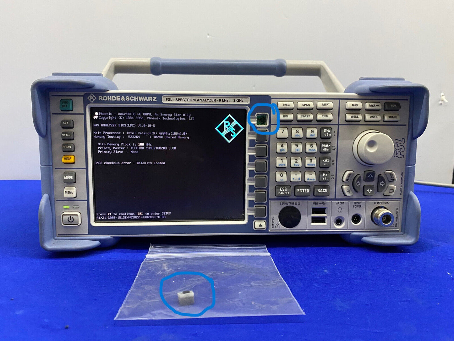 R/S ROHDE&amp;SCHWARZ FSL SPEKTRUMANALYSATOR 9kHz…3GHz - KAPUTTGEGANGENE TASTE