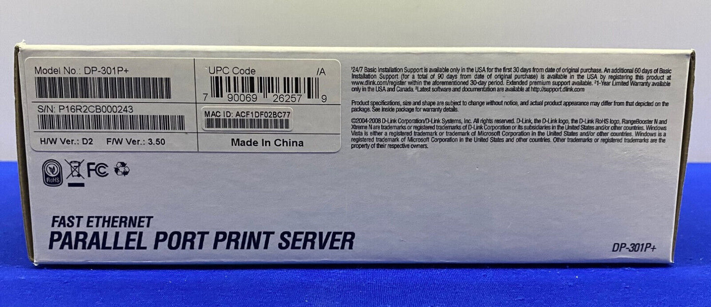 SERVIDOR DE IMPRESIÓN DE PUERTO PARALELO D-LINK ® DP-301P+ FAST ETHERNET