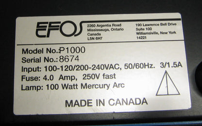 EFOS ULTRACURE 100SS PLUS P1000 NO LAMP POWERS ON UNTESTED- ITEM PARTS OR REPAIR