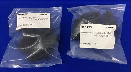 1 LOT OF 2 PKGS OF 985223 / 766026 NOZZLE SHROUD KIT - EA PKG CONTAINS 5 SHROUDS