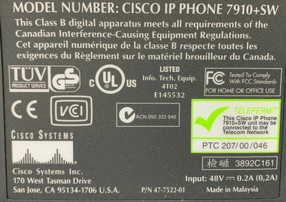 CANTIDAD 6 TELÉFONOS IP CISCO 7910 / SOLO CANTIDAD 3 FUENTES DE ALIMENTACIÓN