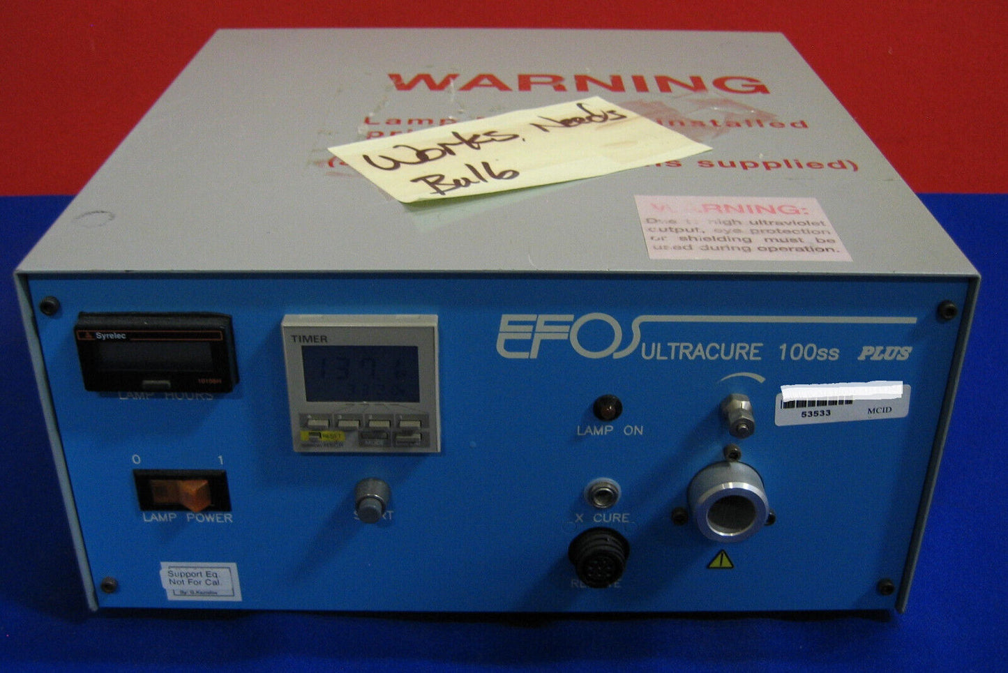 EFOS ULTRACURE 100SS PLUS P1000 NO LAMP POWERS ON UNTESTED- ITEM PARTS OR REPAIR