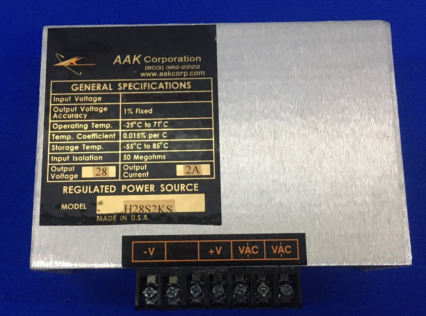 AAK H28S2KS REGULATED POWER SOURCE/SUPPLY