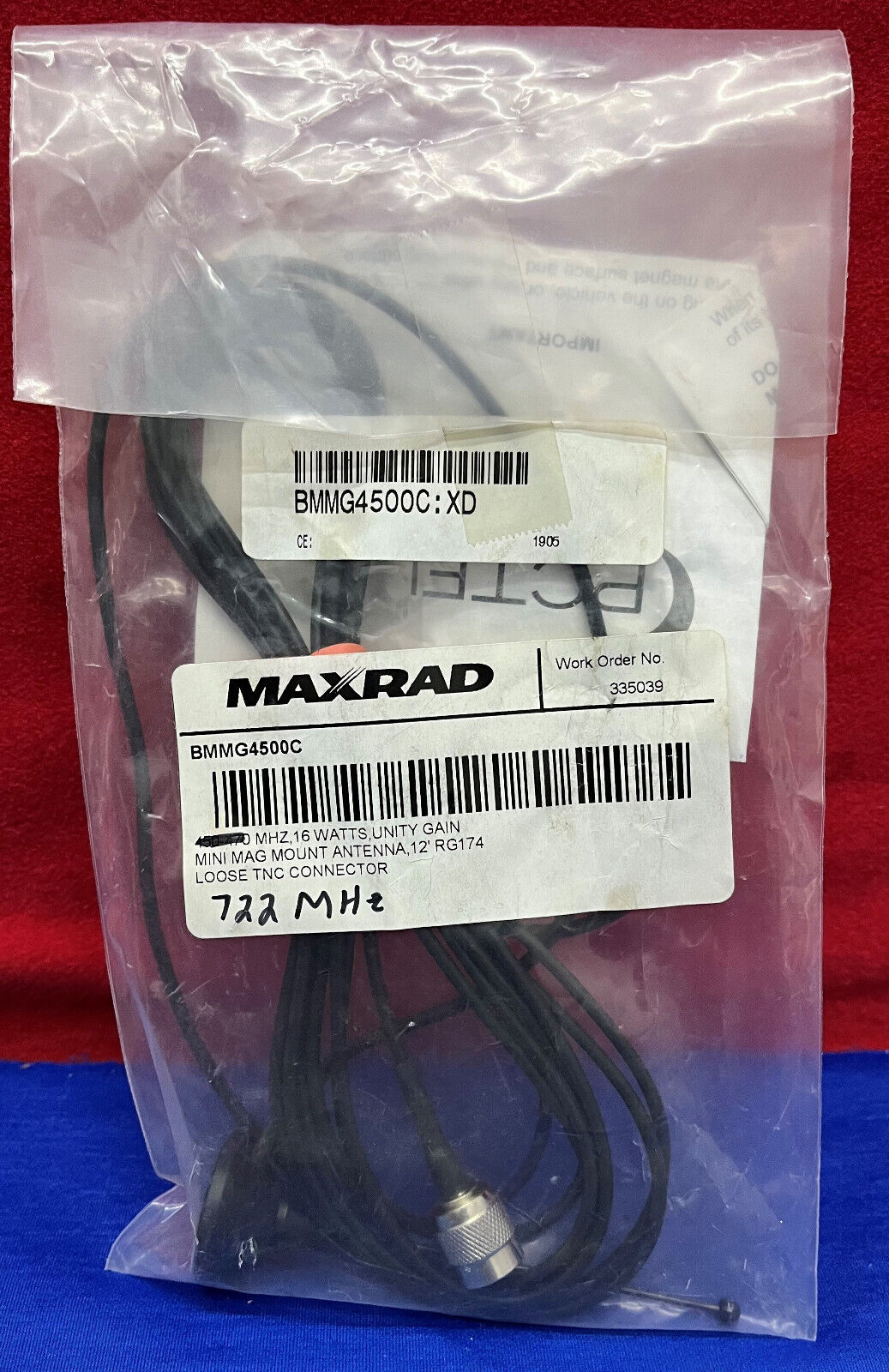 MAXRAD BMMG4500C / BMMG4500C:XD MHZ, 16 Watts, Unity Gain Mini Mag Mount Antenna