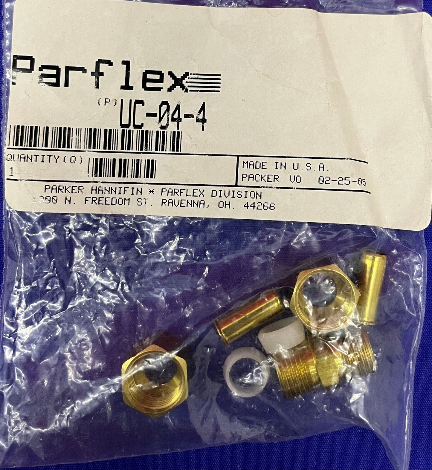 1 lote de 5 paquetes: mangueras y accesorios Parker Parflex UC-04-4 FS de latón de 1/4"