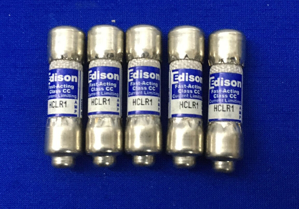 1 PAQUETE DE 5 FUSIBLES EDISON HCLR1 DE 600 V CA Y 1 A DE ACCIÓN RÁPIDA