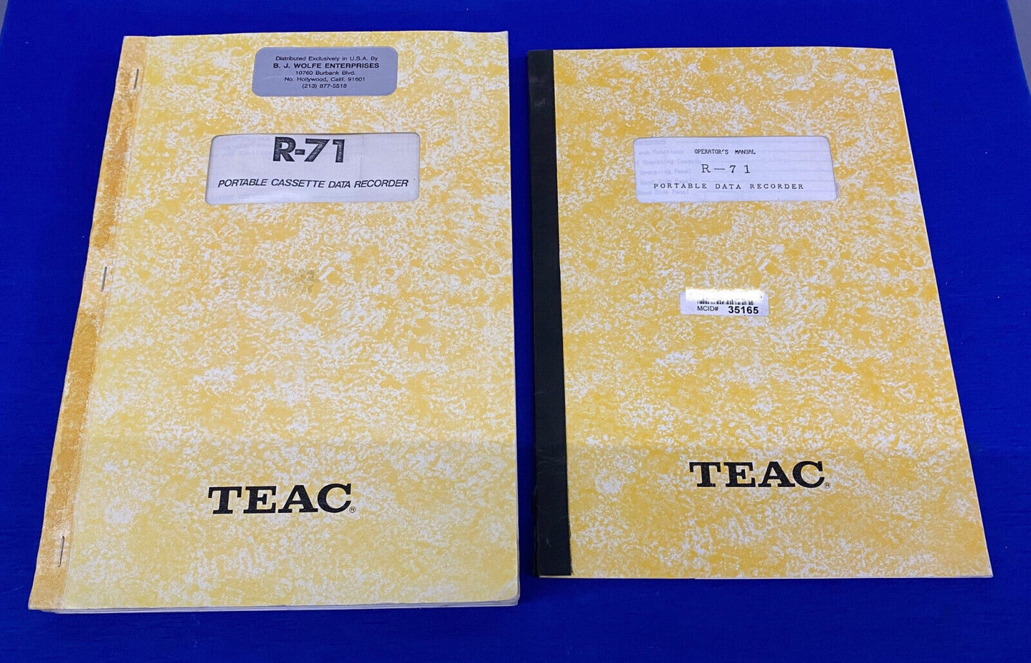 TEAC® R-71 OPERATOR'S MANUAL P/N 10111121-02 & SERVICE GUIDE P/N 10180198-00