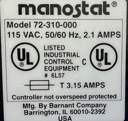 MANOSTAT ® SIMON VARISTALTIC PUMP 72-310-000 115VAC 50/60HZ 2.1A - MISSING COVER