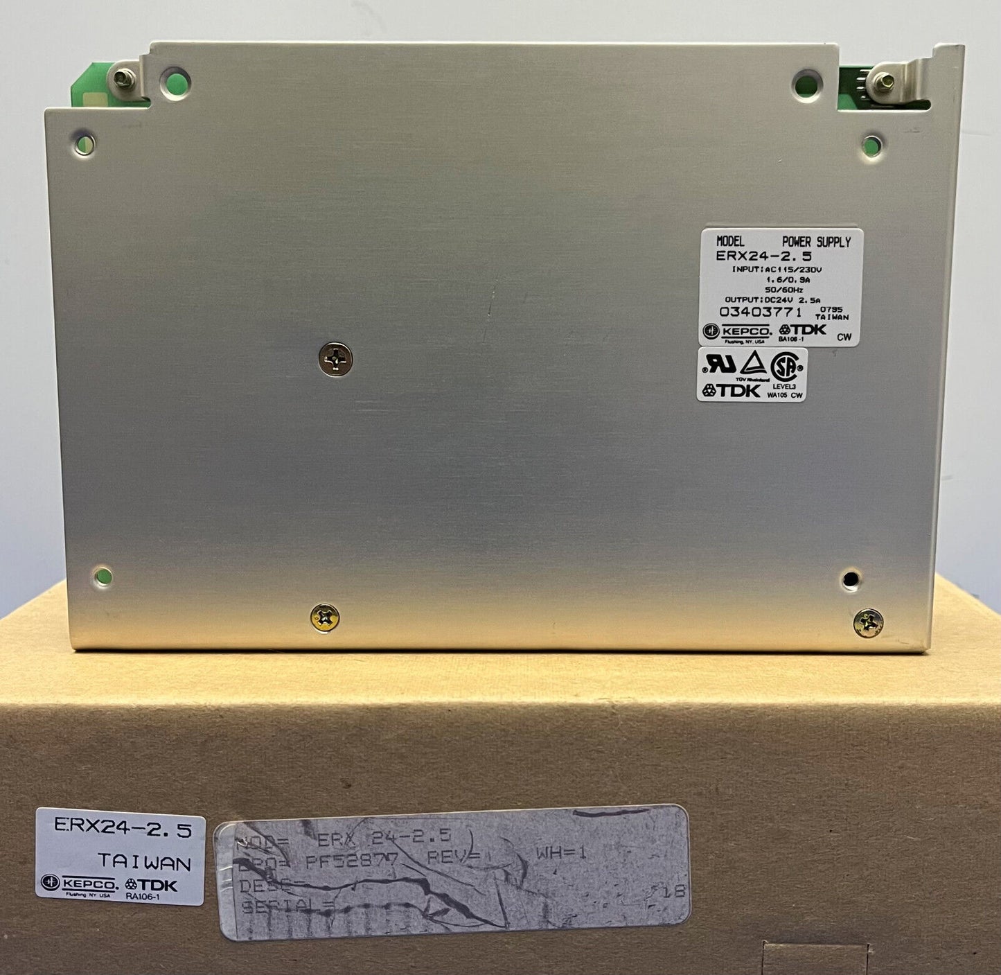 TDK KEPCO POWER SUPPLY ERX24-2.5 INPUT:AC115/230V,1.6/0.9A,50/60HZ OUTPUT:DC24