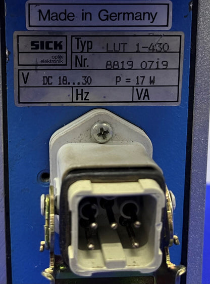 SICK MODEL LUT-1-430 OPTIK ELEKTRONIK LUMINESCENCE SENSOR 18-30 VDC