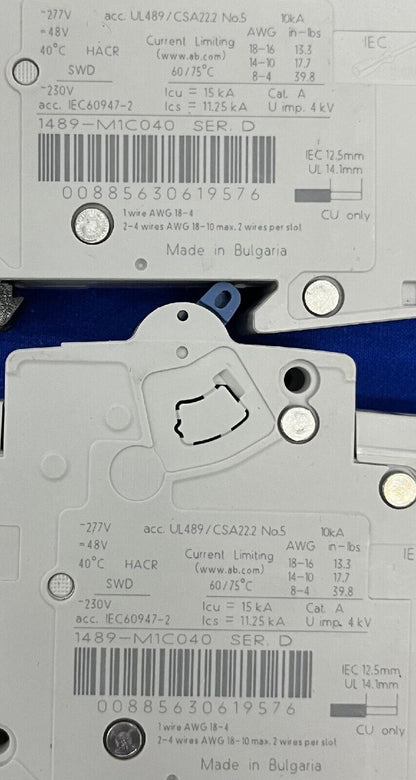 ALLEN BRADLEY 1489-M1C049 4A SER D DISYUNTOR MINIATURA LOTE DE 4