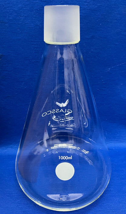 GLASSCO 1000 mL GLASS LAB FLASK GRADUATED With GROUND JOINT GLASS